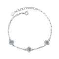 Bracelet Sterling Silver Four Leaf Clover Moissanite Diamond Chain Bracelet for Women