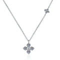 Necklace Sterling Silver Four Leaf Clover Pendant with Moissanite Stones Delicate Collarbone Chain