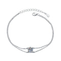 Bracelet Double Layer Four Prong Moissanite Sterling Silver Chain Bracelet with Brilliant Cut Stone