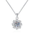 Necklace Sterling Silver Moissanite Pendant Lucky Rotating Flower Design Collarbone Chain