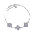 Bracelet Luxury Four Leaf Clover Sterling Silver Chain with Moissanite Stones Adjustable