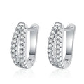 Elegant Crossover Moissanite Stud Earrings Sterling Silver Double Row Sparkling Hoop Design