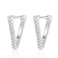 Earrings - Sterling Silver V-Shaped Moissanite Stud Earrings with Pave Setting
