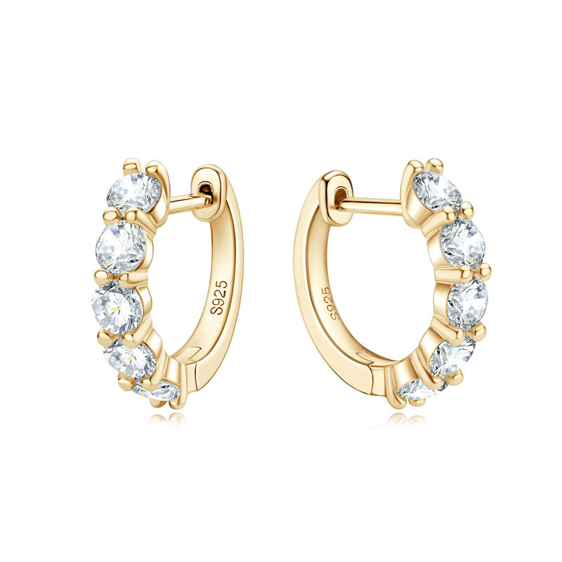 Earrings Elegant Moissanite Hoop Earrings in 925 Sterling Silver with Prong Setting