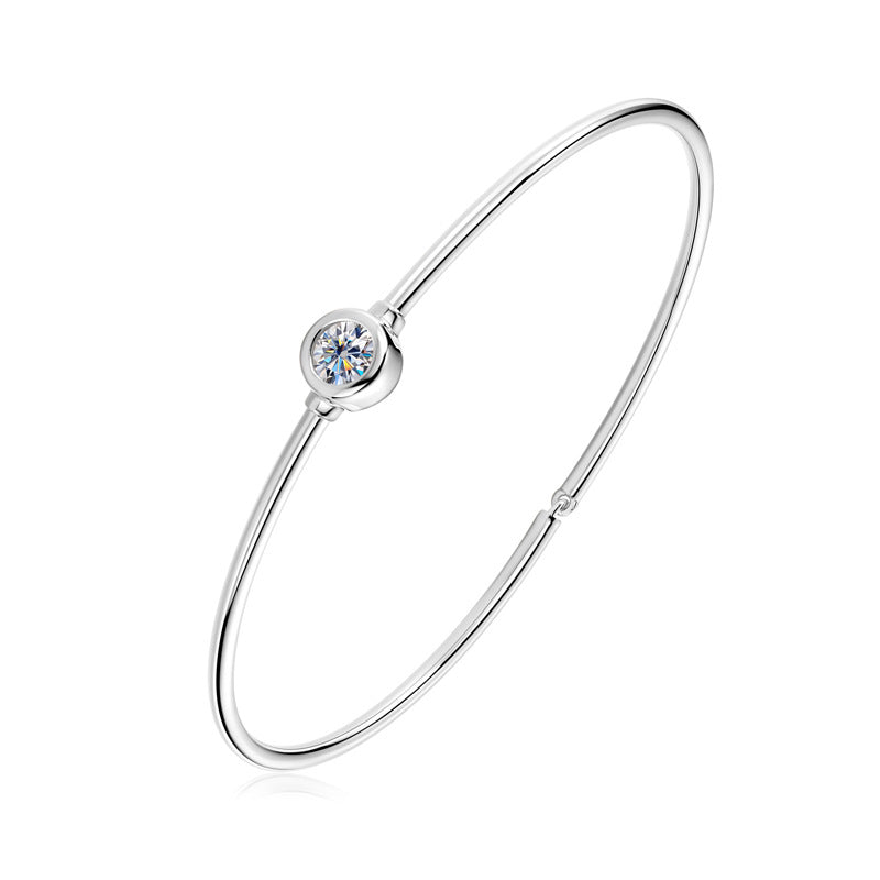 Bracelet Minimalist Moissanite Bubble Bangle S925 Sterling Silver Gold Plated Delicate Cuff
