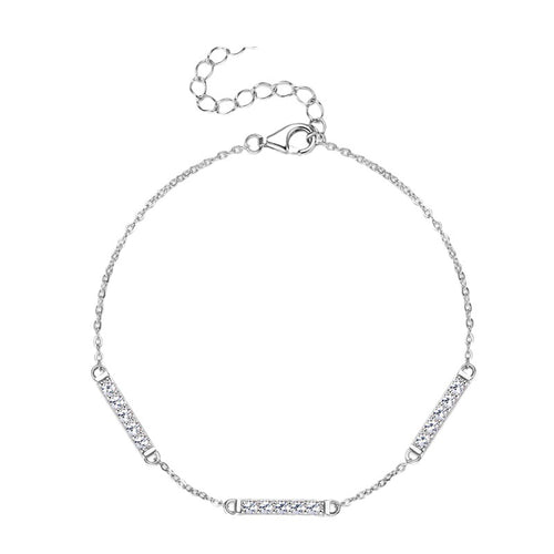 Bracelet Minimalist Sterling Silver Moissanite Bar Chain Bracelet with Adjustable Clasp