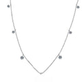Necklace with 3.2 Carat Moissanite Center Stone and Round Bead Chain in 925 Sterling Silver