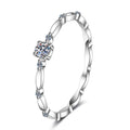 Floral Moissanite Stacking Ring with Four-Prong Setting in Sterling Silver