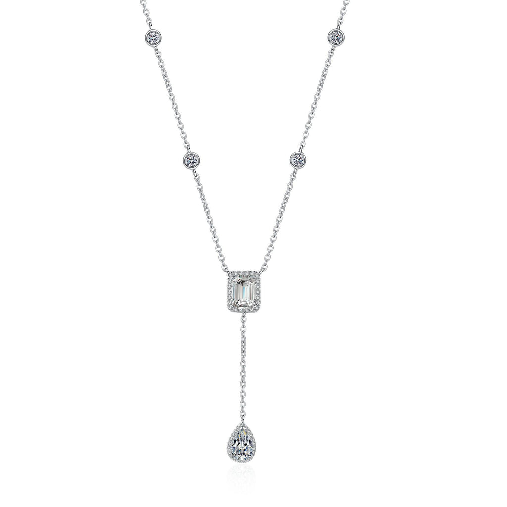 925 Sterling Silver Moissanite Cross Chain Necklace with Insect Pendant and Yellow Zircon Accents