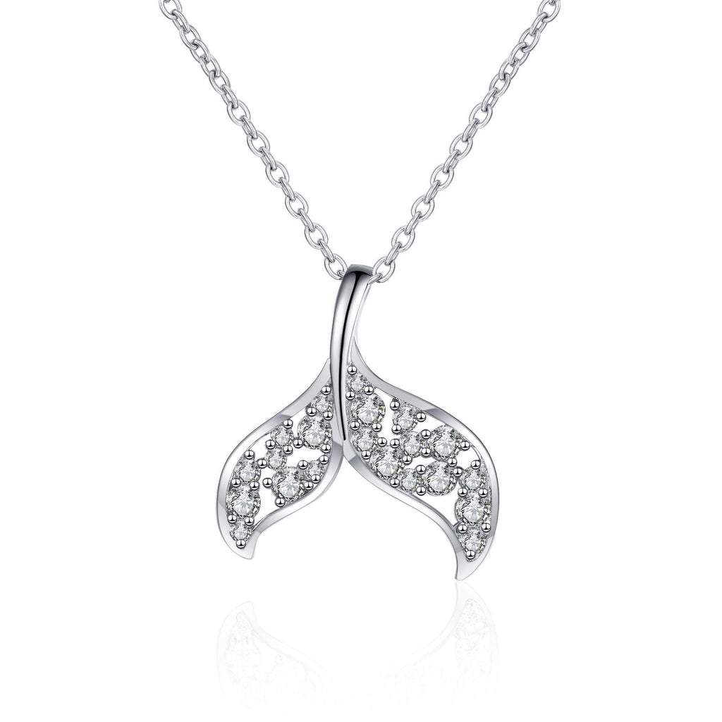 Mermaid Tail Pendant Necklace with 39.3 Carat Moissanite Stone in Sterling Silver for Women