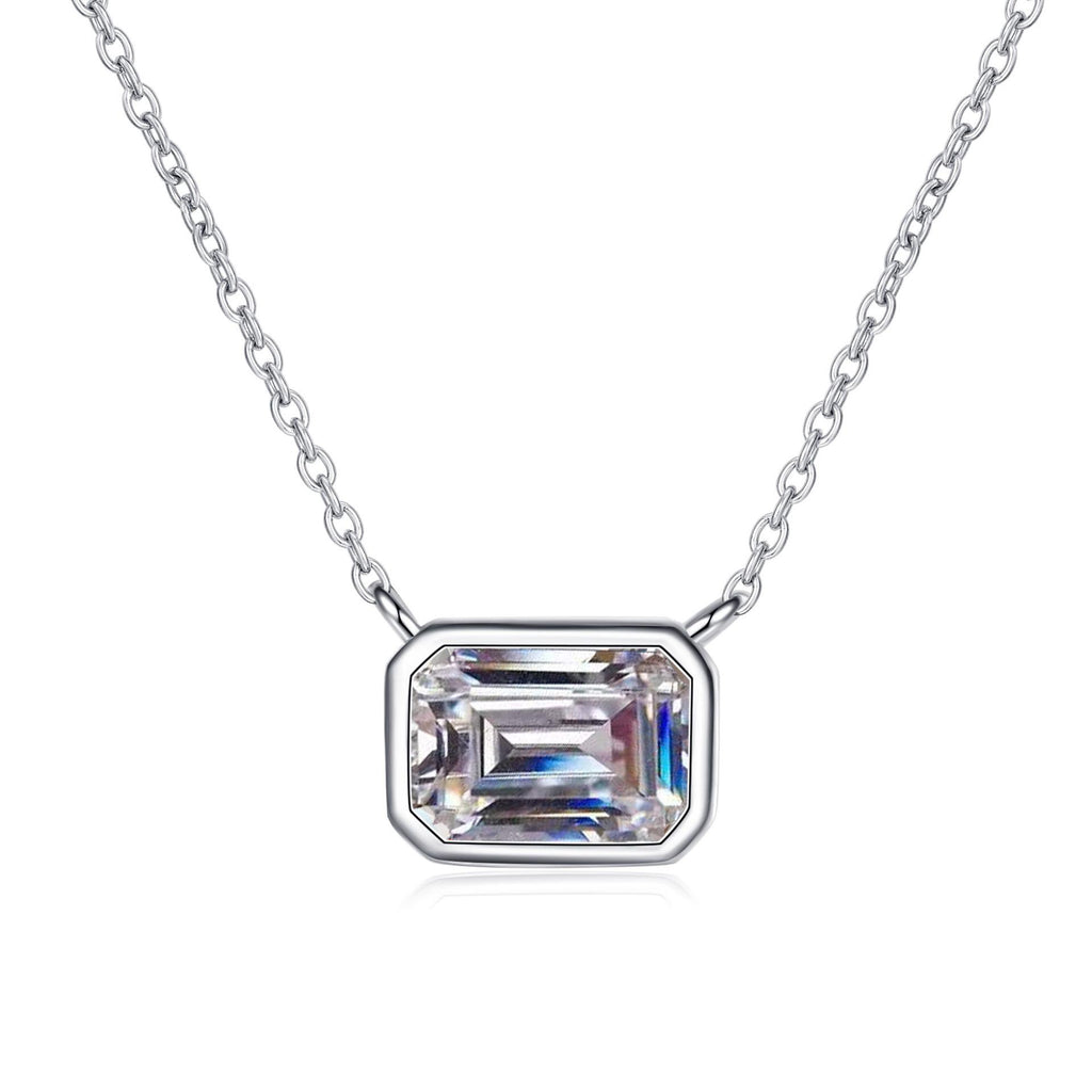 925 Sterling Silver Square Moissanite Layered Necklace with Platinum Plating