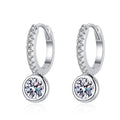 Earrings with Small Round Moissanite Studs in 925 Sterling Silver Plated with Platinum