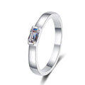 Women's Emerald Cut Moissanite Ring with 925 Sterling Silver Band and Lotus Motif