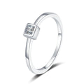 Minimalist Ice Cube Ring with Moissanite in Sterling Silver for Women