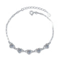 Bracelet Sterling Silver Heart-Shaped Moissanite Link Chain Bracelet with Sparkling Stones