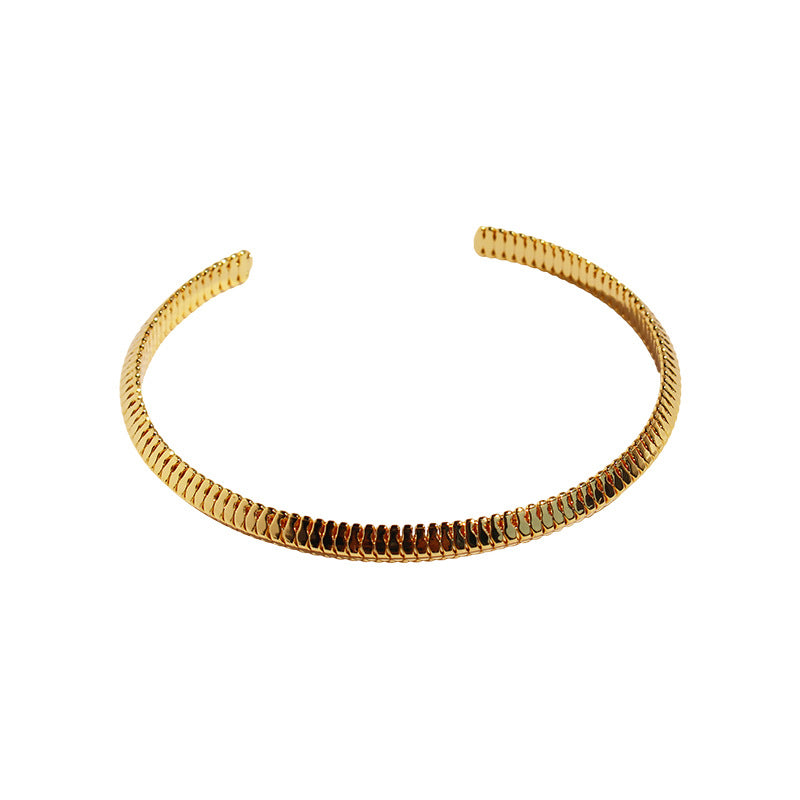 Gold-plated Copper Open Adjustable Bolo Bracelet Ring Set