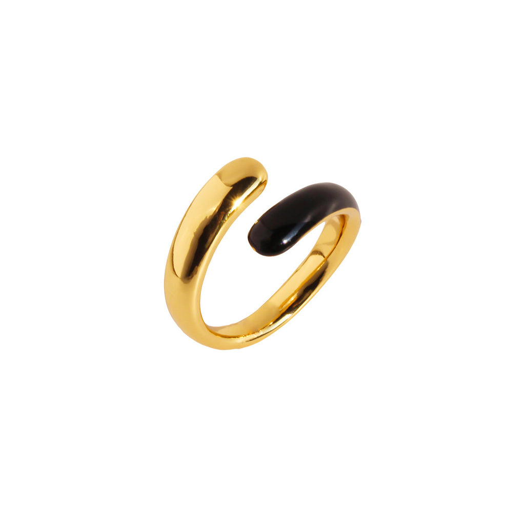 Gold Adjustable Cross-Over Teardrop Ring