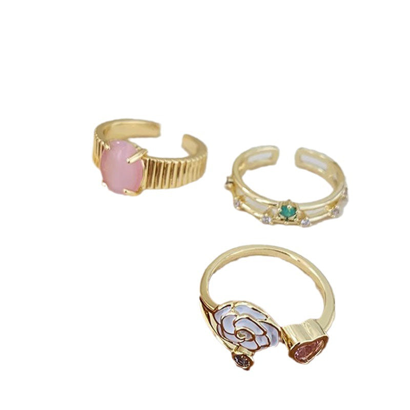 Sweet & Edgy Stackable Pink Diamond Heart Open Ring for Women - Geometric Design