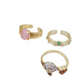 Sweet & Edgy Stackable Pink Diamond Heart Open Ring for Women - Geometric Design