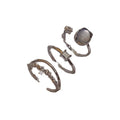 Geometric Cat's Eye Stone Ring Set for Women - Minimalist Stackable Adjustable Open Rings