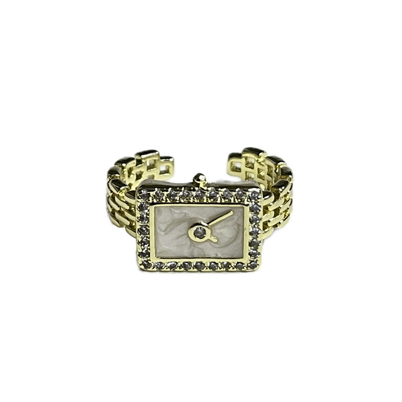 Stackable Gold Letter Enamel Open Ring Set for Women - Minimalist Chic Design