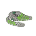 Snake Head Green Diamond Enamel Punk Ring - Unisex Geometric Statement Jewelry