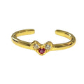 Minimalist Zircon Heart Ring for Women - Sleek Geometric Design with Adjustable Opening