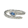 Snake-Inspired Blue Zircon Adjustable Open Ring for Women - Minimalist Geometric Design