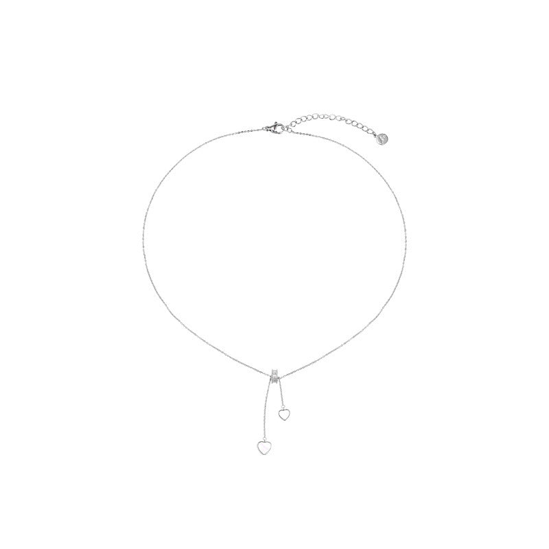 Shell Heart Pendant Necklace for Women - Minimalist Layering Collarbone Chain