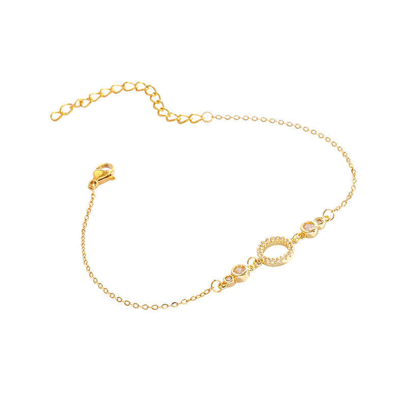 Geometric Circle Titanium Steel Bracelet for Women - Trendy Gold Design