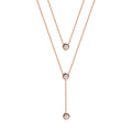 Layered Titanium Steel Necklace with Geometric Zirconia Pendant in Rose Gold