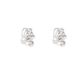 Butterfly Pearl Stud Earrings with Colorful Zirconia and S925 Silver Needles