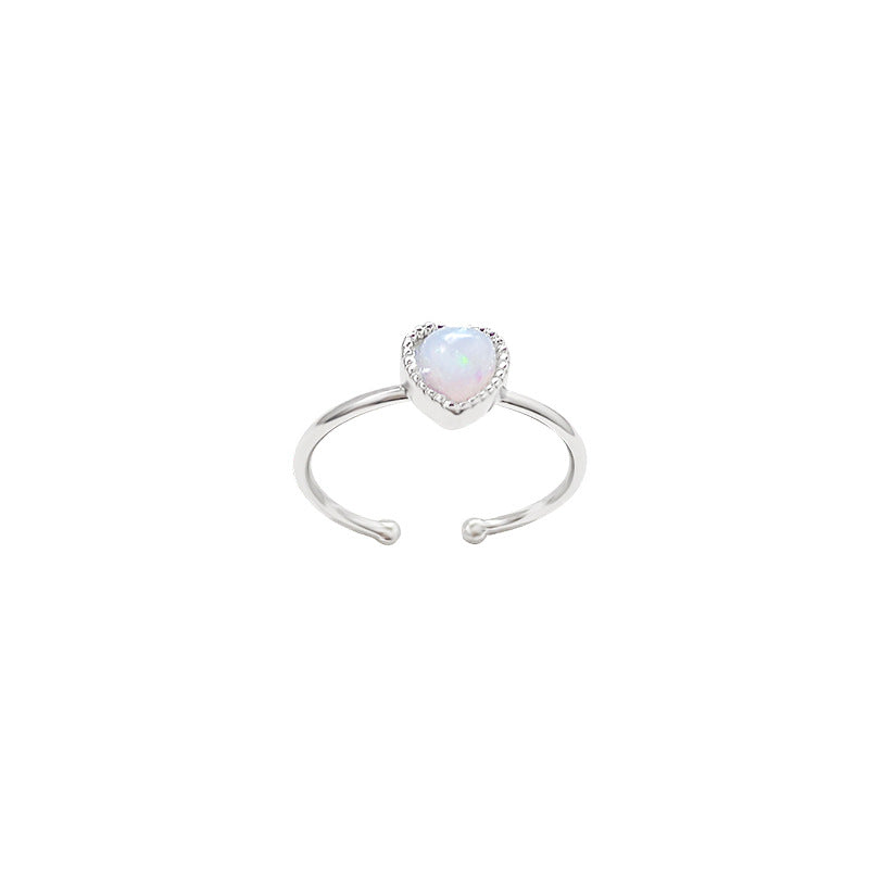 Adjustable Heart-Shaped Silver-Tone Ring for Women - Minimalist and Trendy Design