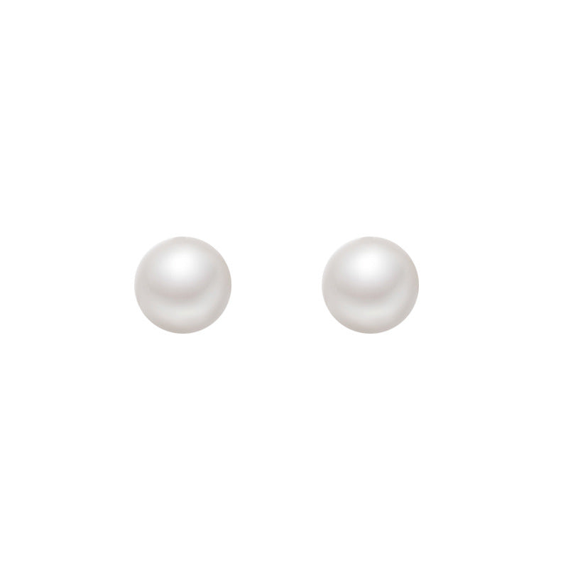 Minimalist Pearl Stud Earrings for Women - Sleek Geometric Design with Silver Plated Finish