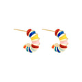 Geometric Enamel Stud Earrings with S925 Silver Needles for Women
