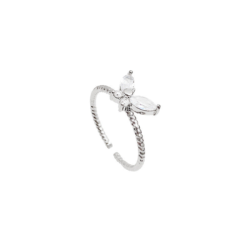 Butterfly Zircon Adjustable Ring for Women - Minimalist Geometric Design