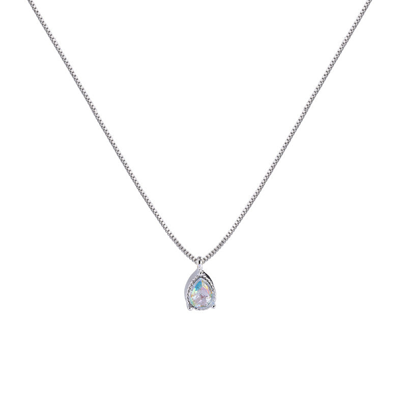 Minimalist Gradient Teardrop Pendant Necklace for Women - Silver Tone Geometric Design