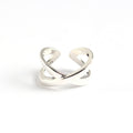 Minimalist Smooth Crossover X Shape Pure Metal S925 Sterling Silver Open Ring