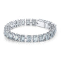 Clear Emerald Cut High Carbon Diamond S925 Silver Tennis Bracelet Rectangular 5mm x 7mm Stone Line Bracelet Elegant Fashion Classic Bracelet With Box Clasp Wedding Party Anniversary Gift