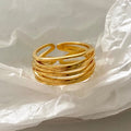 Geometric Minimalist Multi-Line Adjustable 925 Sterling Silver Ring