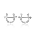 Hot CZ U Shape Horseshoe 925 Sterling Silver Stud Earrings