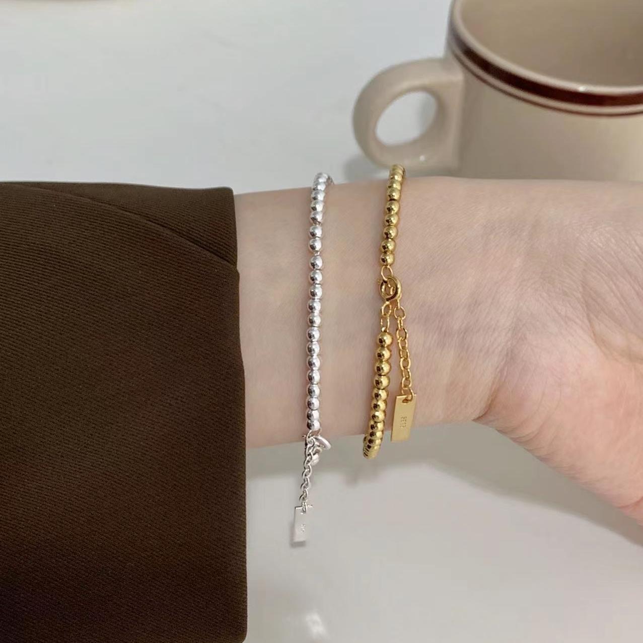 Office Lady Round Beads 925 Sterling Silver Bracelet