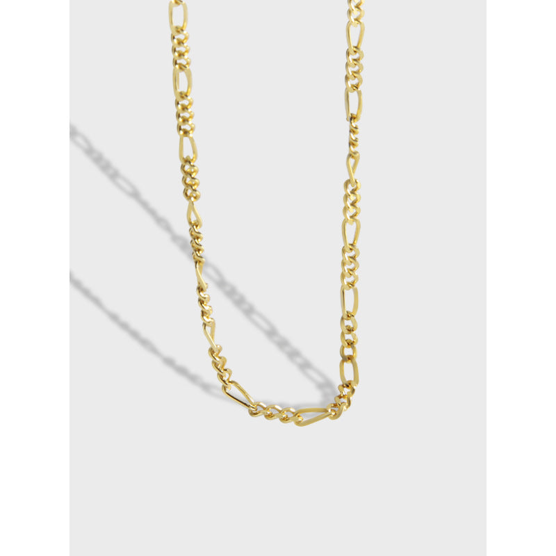 Geometric Figaro Twisted Link Pure Metal 925 Sterling Silver Chain Necklace