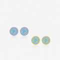 Round Turquoise Natural Stone 925 Sterling Silver Stud Earrings