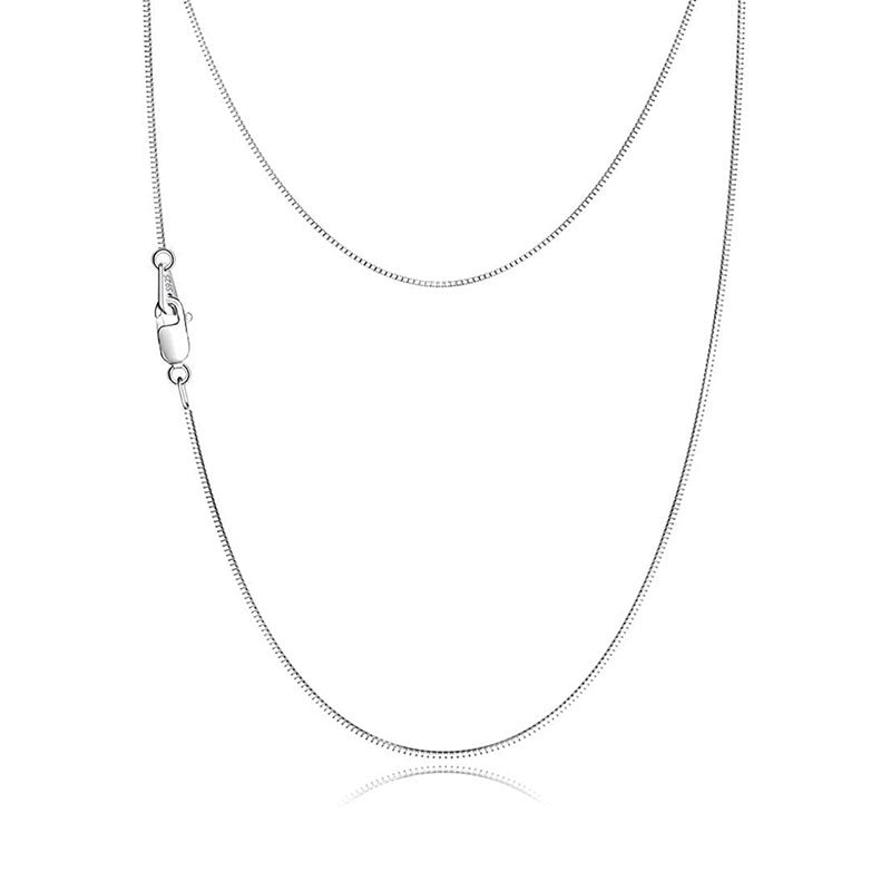 Pure Metal Minimalist Silver 925 Sterling Silver Box Chain Necklace Women Men Daily  Necklace