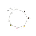 Colorful Beads Curb Chain 925 Sterling Silver Bracelet