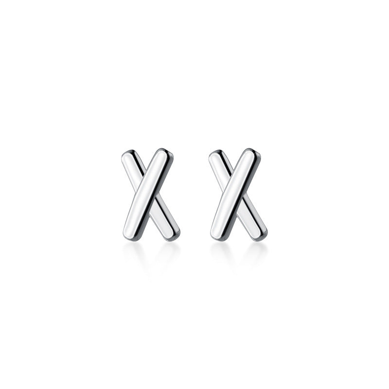 Minimalist X Letter Pure Metal S925 Silver Stud Earrings