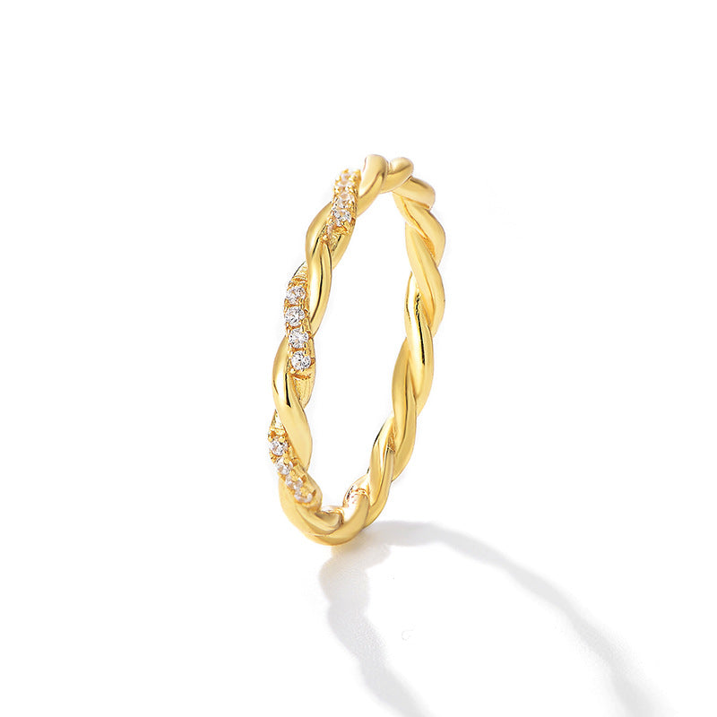 Office CZ Twisted Simple 925 Sterling Silver Adjustable Ring