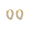 Office Micro Setting CZ Circle 925 Sterling Silver Huggie Hoop Earrings
