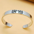 Men's Green Eye Tiger Animal 925 Sterling Silver Open Bangle
